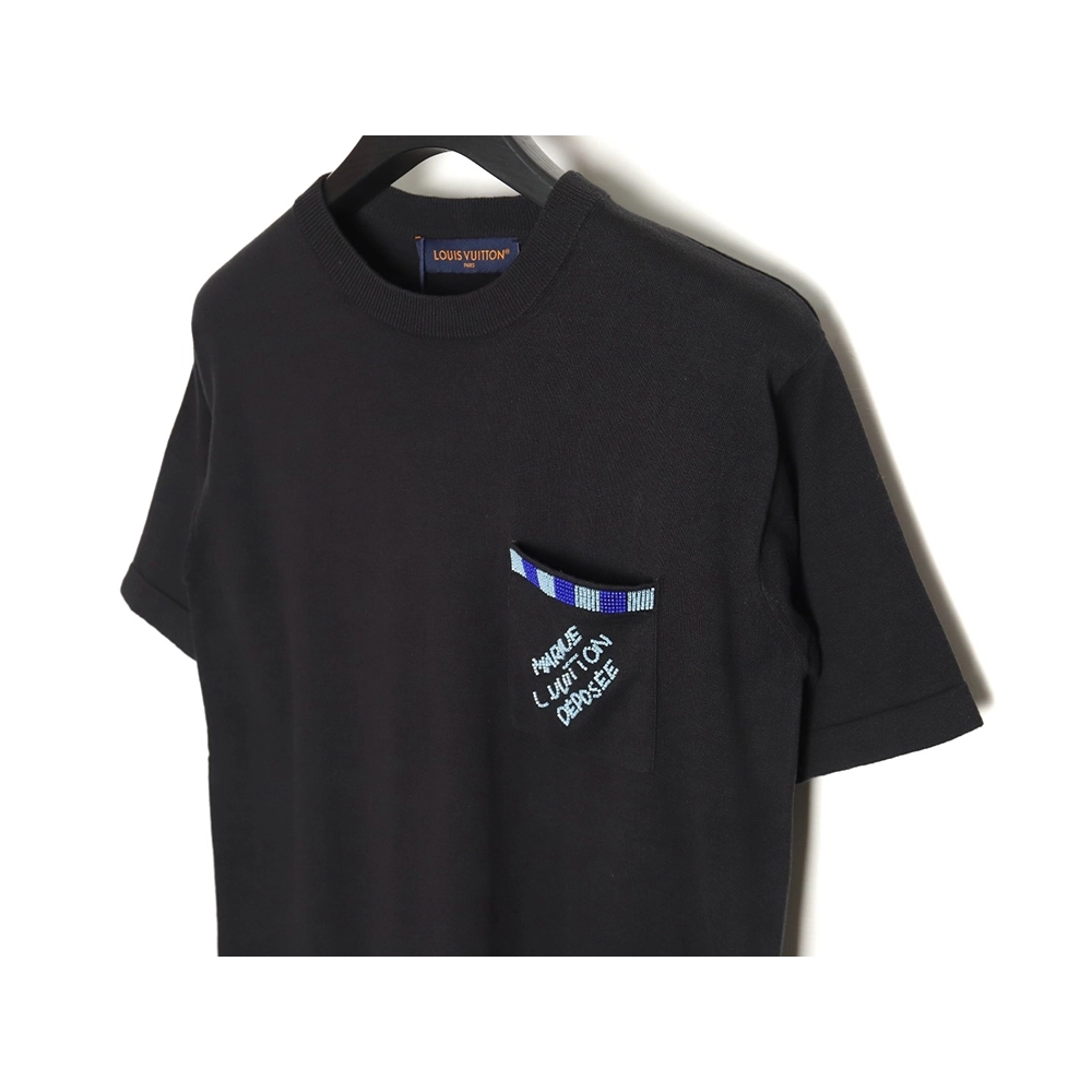 Reps Louis Vuitton 24SS Pocket Beaded Knit Short Sleeve T-Shirt,All order with free shipping Reps Louis Vuitton