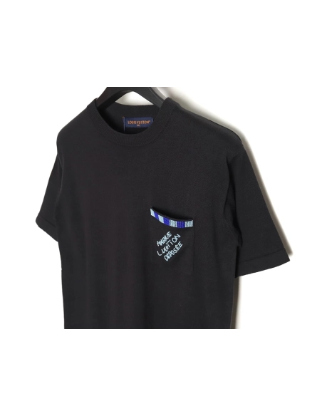 Reps Louis Vuitton 24SS Pocket Beaded Knit Short Sleeve T-Shirt,All order with free shipping Reps Louis Vuitton
