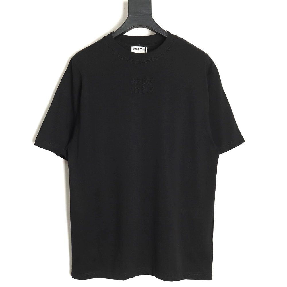 Miu Miu short-sleeved T-shirt with lettering,All order with free shipping Miu Miu