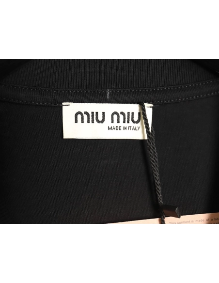 Miu Miu short-sleeved T-shirt with lettering,All order with free shipping Miu Miu