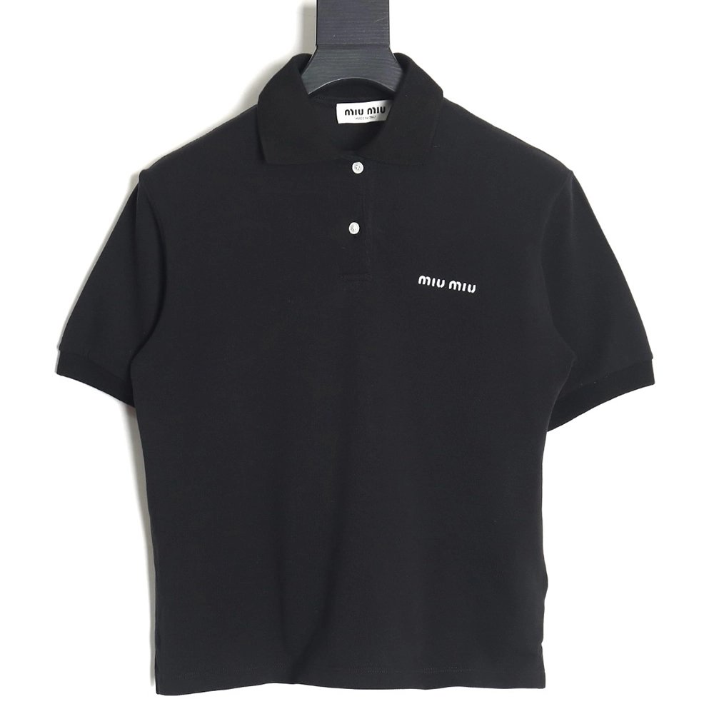 MIU MIU 24SS Embroidered Polo Short Sleeve T-Shirt TSK1,All order with free shipping Miu Miu