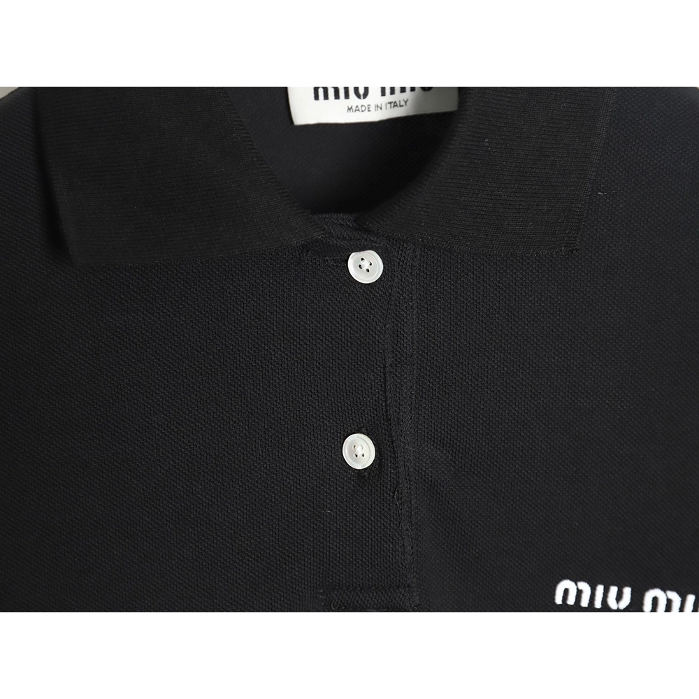 MIU MIU 24SS Embroidered Polo Short Sleeve T-Shirt TSK1,All order with free shipping Miu Miu