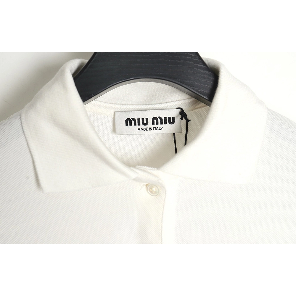 MIU MIU 24SS Embroidered Polo Short Sleeve T-Shirt,All order with free shipping Miu Miu