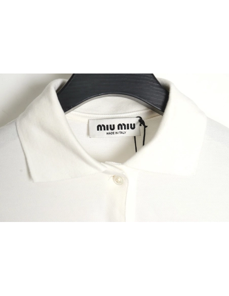 MIU MIU 24SS Embroidered Polo Short Sleeve T-Shirt,All order with free shipping Miu Miu