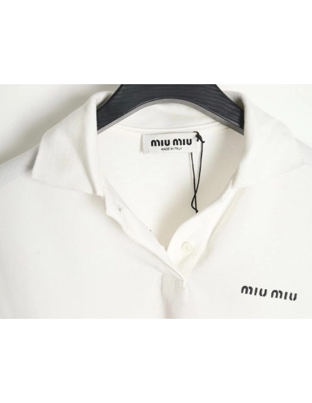 MIU MIU 24SS Embroidered Polo Short Sleeve T-Shirt,All order with free shipping Miu Miu