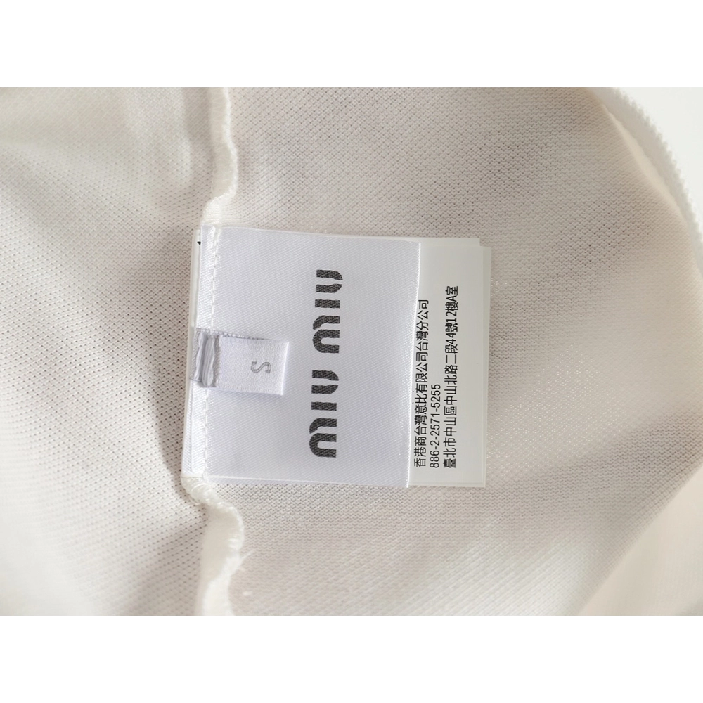 MIU MIU 24SS Embroidered Polo Short Sleeve T-Shirt,All order with free shipping Miu Miu