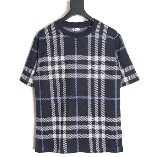 Burberry 24ss check knitted short-sleeved T-shirt TSK2,All order with free shipping Burberry