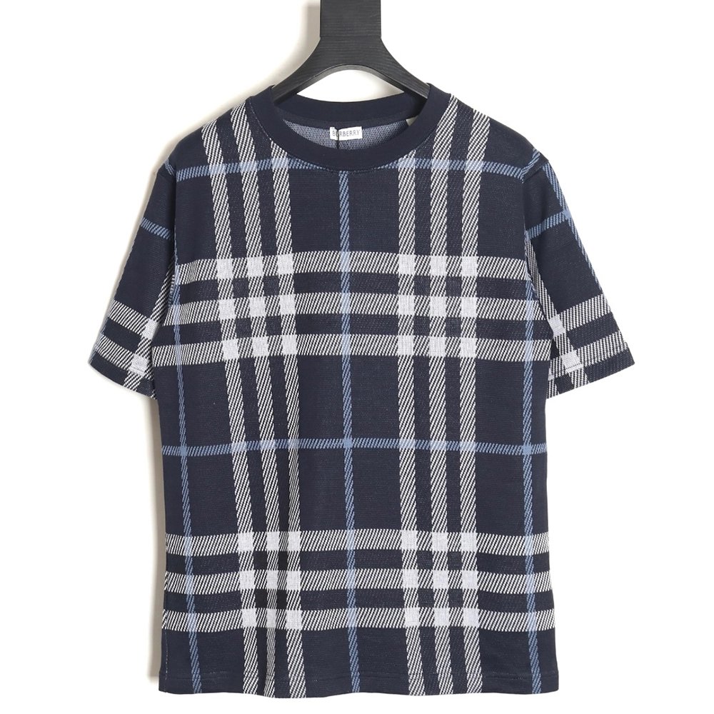 Burberry 24ss check knitted short-sleeved T-shirt TSK2,All order with free shipping Burberry