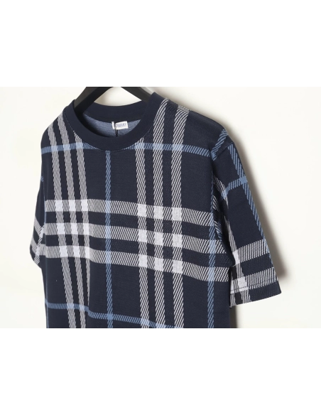 Burberry 24ss check knitted short-sleeved T-shirt TSK2,All order with free shipping Burberry