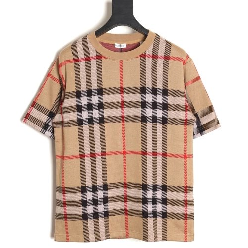Burberry 24ss check knitted short-sleeved T-shirt TSK1,All order with free shipping Burberry