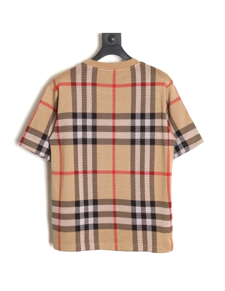 Burberry 24ss check knitted short-sleeved T-shirt TSK1,All order with free shipping Burberry