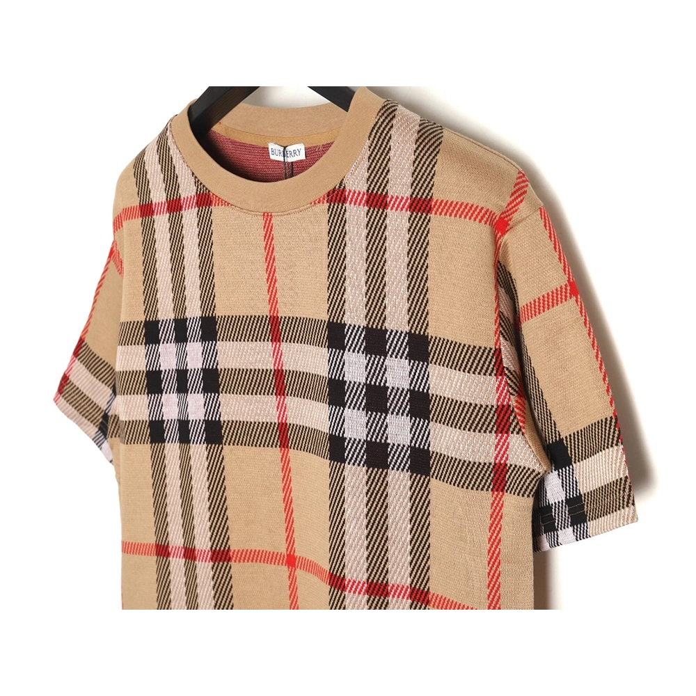 Burberry 24ss check knitted short-sleeved T-shirt TSK1,All order with free shipping Burberry