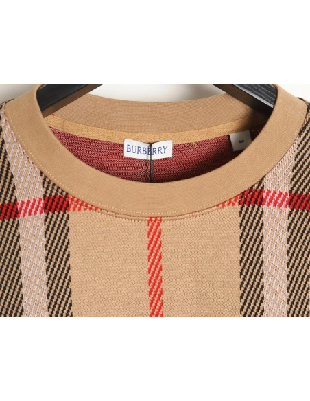 Burberry 24ss check knitted short-sleeved T-shirt TSK1,All order with free shipping Burberry