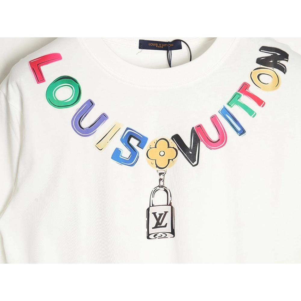 Reps Louis Vuitton Colorful Necklace Pendant Short Sleeve T-Shirt TSK1,All order with free shipping Reps Louis Vuitton