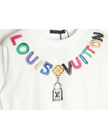 Reps Louis Vuitton Colorful Necklace Pendant Short Sleeve T-Shirt TSK1,All order with free shipping Reps Louis Vuitton