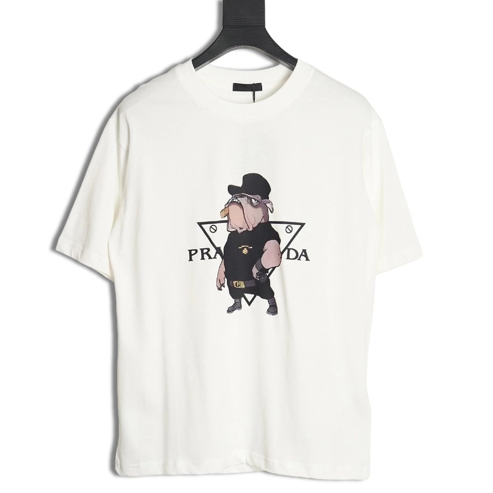 Prada Cartoon Police Dog Short Sleeve T-Shirt TSK1,All order with free shipping Prada
