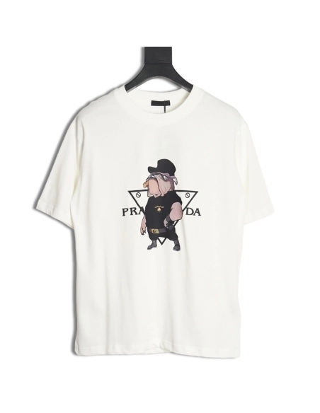 Prada Cartoon Police Dog Short Sleeve T-Shirt TSK1,All order with free shipping Prada