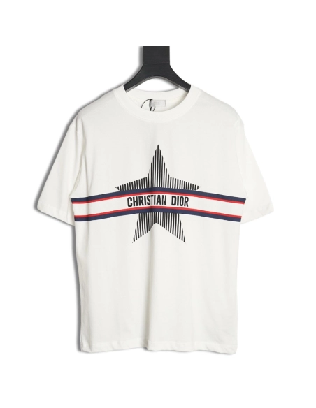 Dior classic vertical striped five-star short-sleeved T-shirt TSK1,All order with free shipping Dior