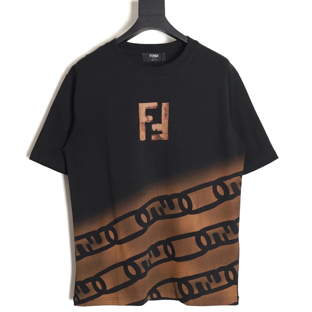 Fendi 24ss double F letter hand-painted gradient short-sleeved T-shirt_TSK1,All order with free shipping Fendi