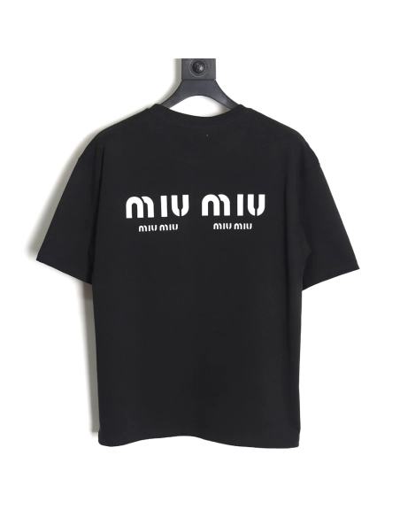 Miu Miu 24SS rhinestone lettering short-sleeved T-shirt,All order with free shipping Miu Miu