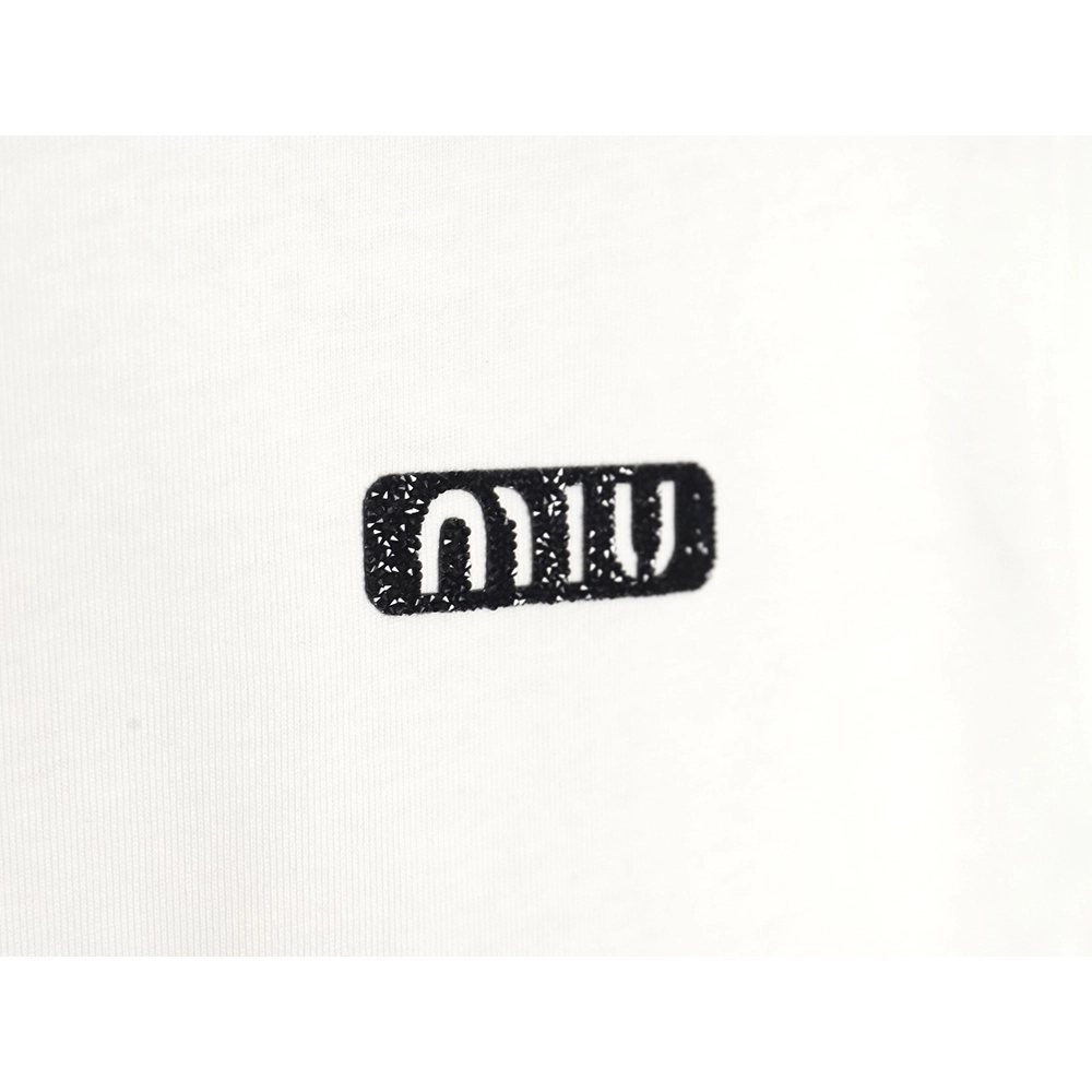 Miu Miu 24SS rhinestone lettering short-sleeved T-shirt,All order with free shipping Miu Miu