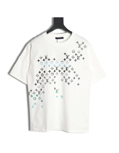 Reps Louis Vuitton 24ss presbyopic gradient digital direct spray short-sleeved T-shirt,All order with free shipping Reps Louis V