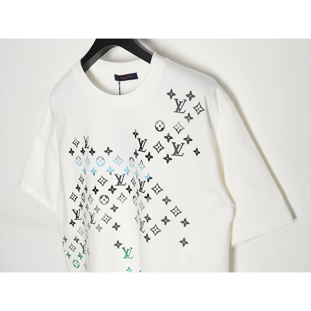 Reps Louis Vuitton 24ss presbyopic gradient digital direct spray short-sleeved T-shirt,All order with free shipping Reps Louis V