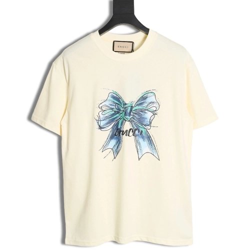 Reps Gucci 24 Year of the Dragon series bow short-sleeved T-shirt,All order with free shipping Reps Gucci