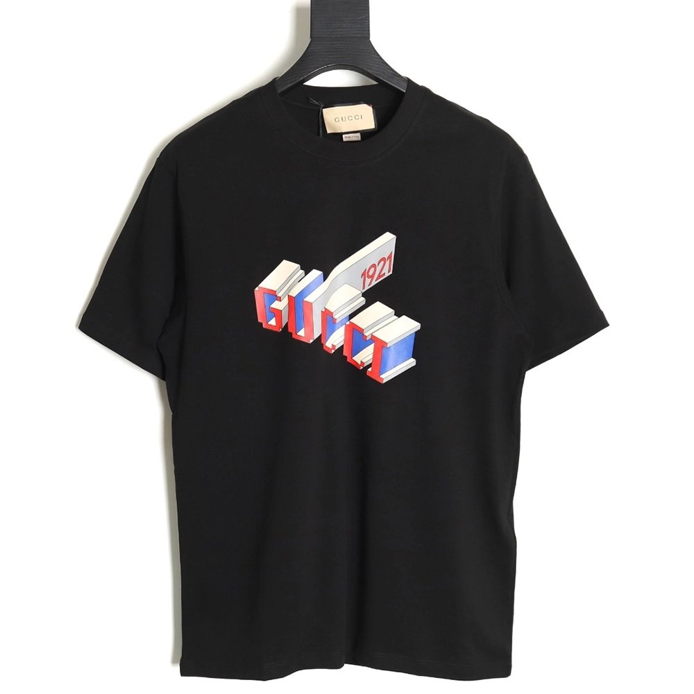 Reps Gucci 3D 1921 letter short-sleeved T-shirt,All order with free shipping Reps Gucci