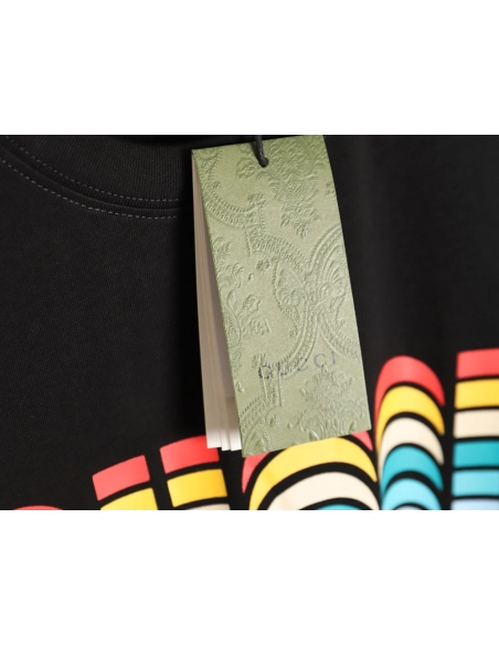 Reps Gucci classic rainbow logo wide T-shirt TSK1,All order with free shipping Reps Gucci