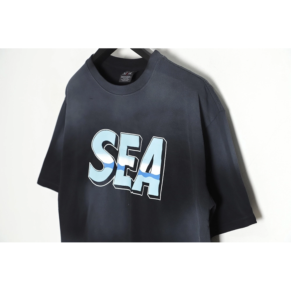 Saint Micheal 23SS sea letter washed short-sleeved T-shirt,All order with free shipping Saint Michael