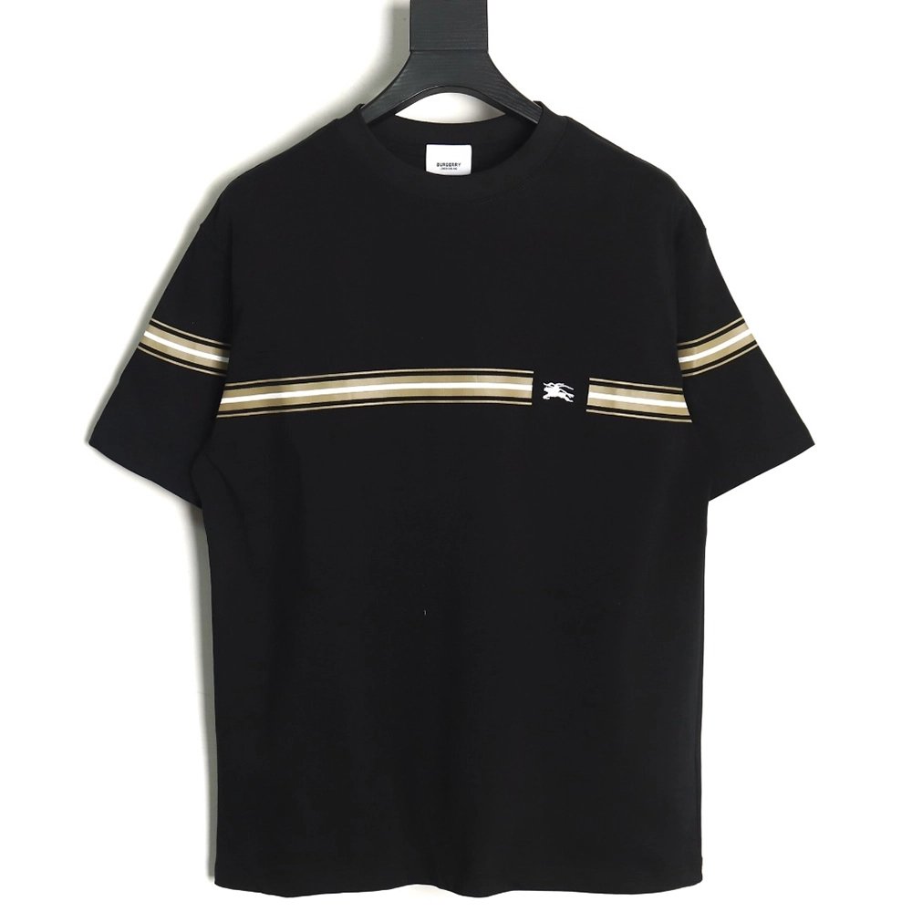 Burberry letter embroidered striped print horse logo T-shirt TSK1,All order with free shipping Burberry