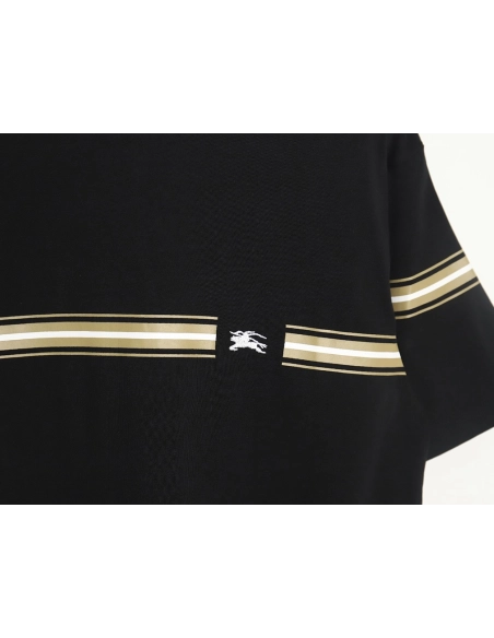 Burberry letter embroidered striped print horse logo T-shirt TSK1,All order with free shipping Burberry