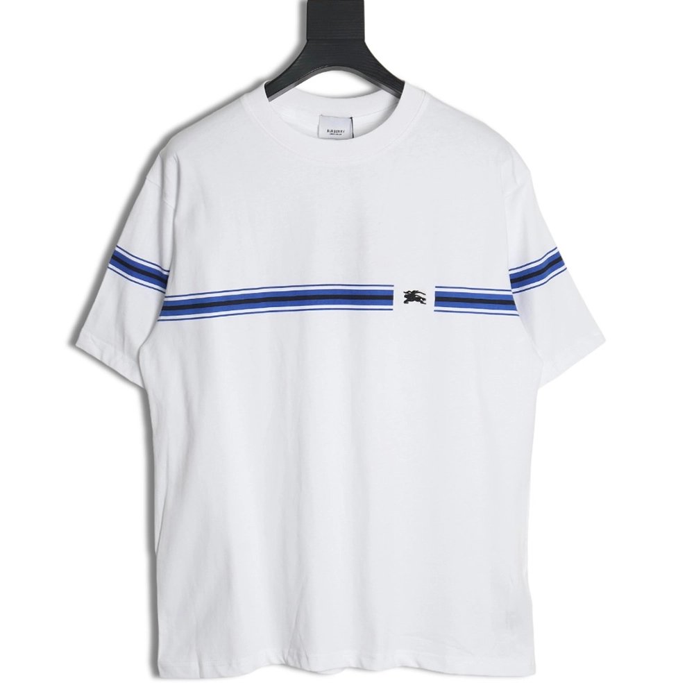 Burberry letter embroidered striped print horse logo T-shirt,All order with free shipping Burberry