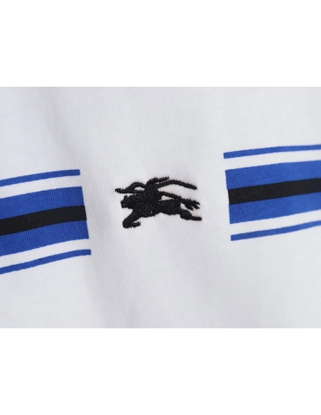 Burberry letter embroidered striped print horse logo T-shirt,All order with free shipping Burberry