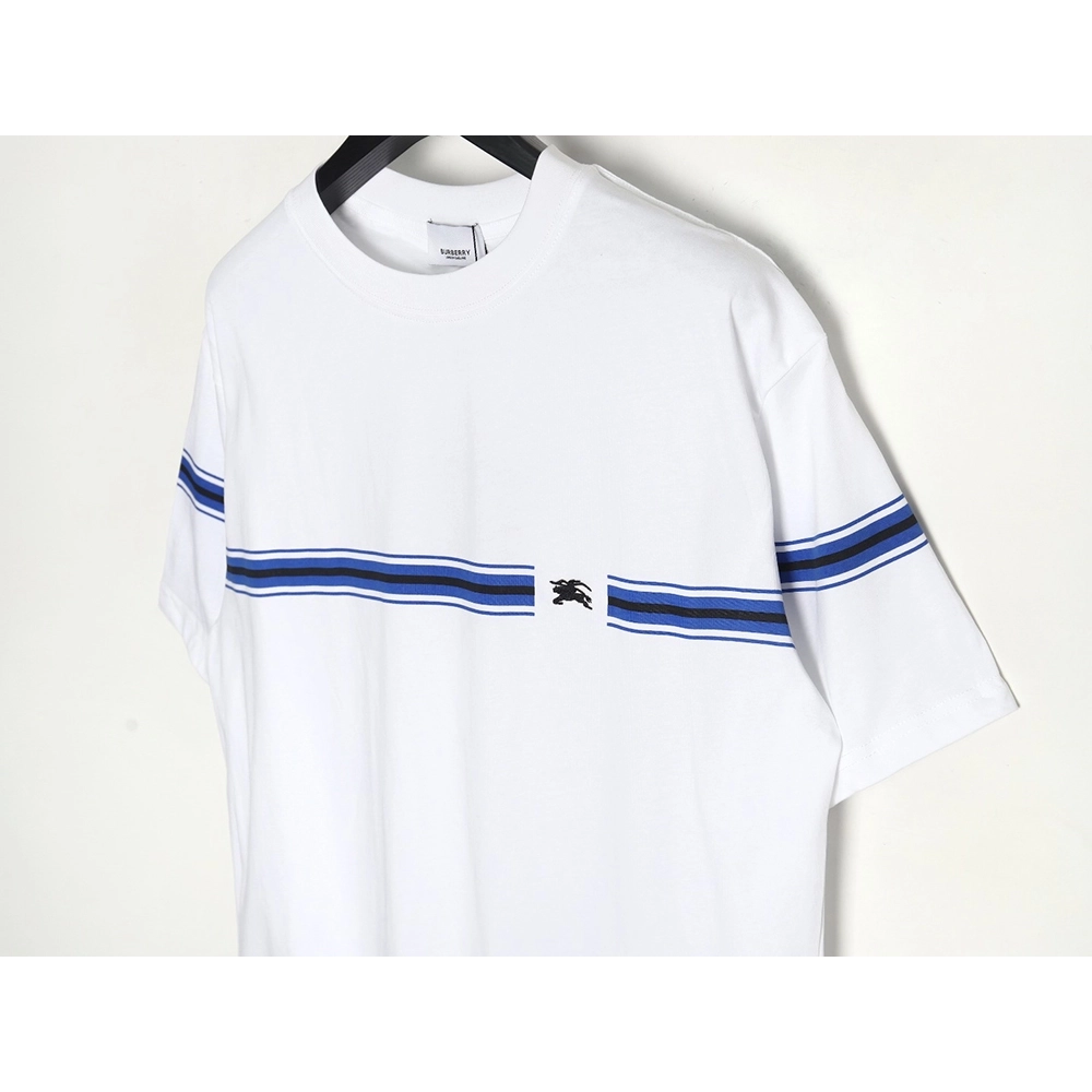 Burberry letter embroidered striped print horse logo T-shirt,All order with free shipping Burberry