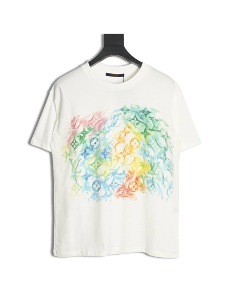 Reps Louis Vuitton pastel print short-sleeved T-shirt,All order with free shipping Reps Louis Vuitton