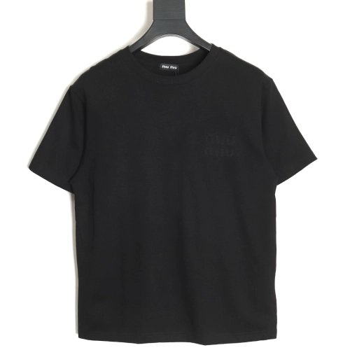 miu miu short-sleeved T-shirt with small logo patch TSK2,All order with free shipping Miu Miu