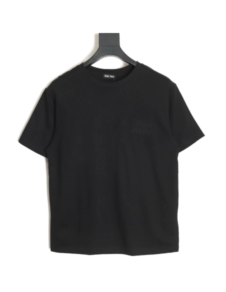 miu miu short-sleeved T-shirt with small logo patch TSK2,All order with free shipping Miu Miu