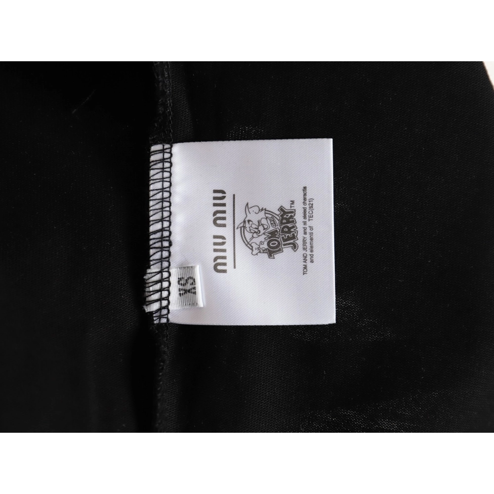 miu miu short-sleeved T-shirt with small logo patch TSK2,All order with free shipping Miu Miu