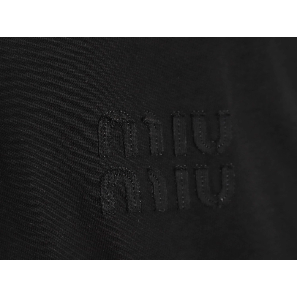 miu miu short-sleeved T-shirt with small logo patch TSK2,All order with free shipping Miu Miu