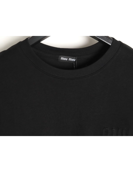 miu miu short-sleeved T-shirt with small logo patch TSK2,All order with free shipping Miu Miu