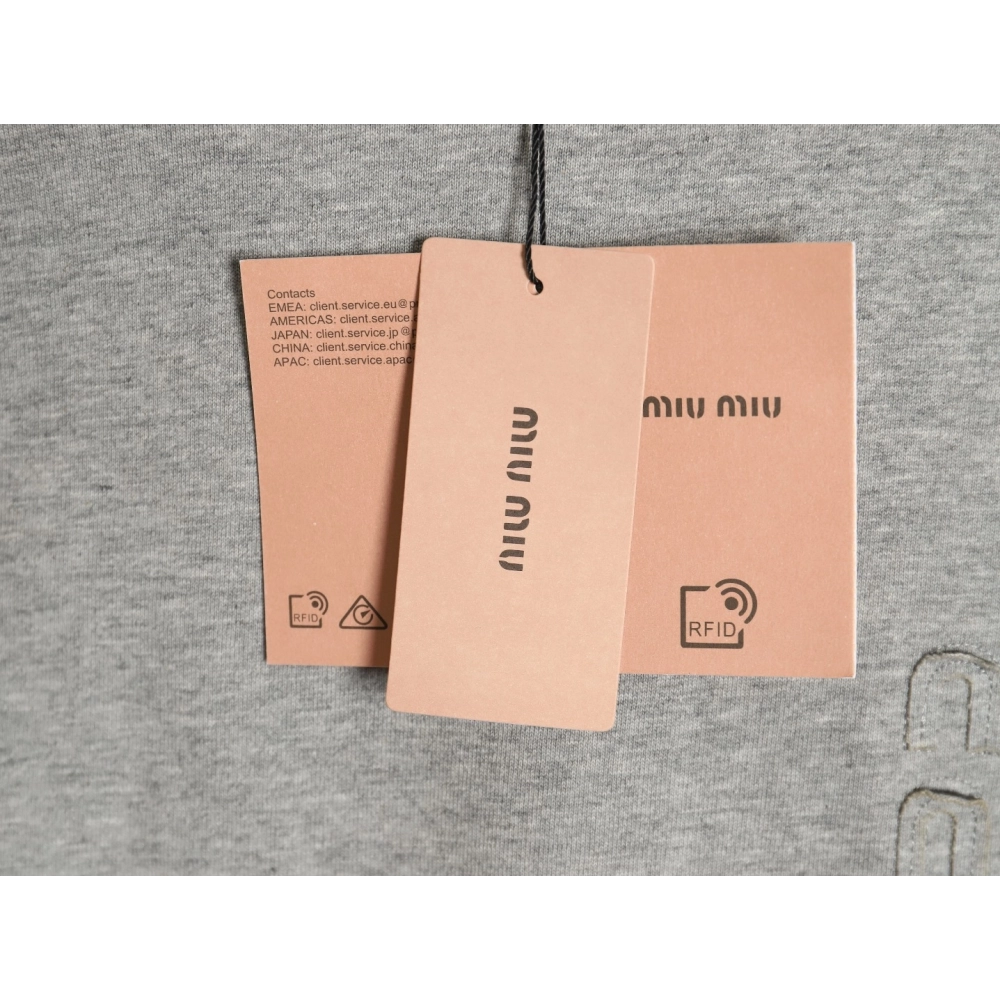 miu miu short-sleeved T-shirt with small logo patch TSK1,All order with free shipping Miu Miu