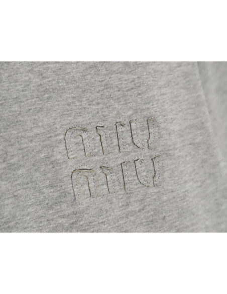 miu miu short-sleeved T-shirt with small logo patch TSK1,All order with free shipping Miu Miu