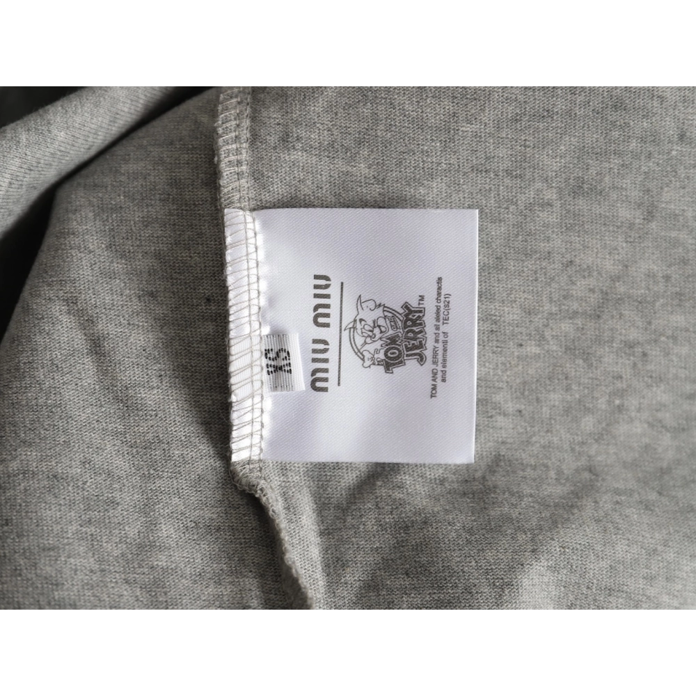 miu miu short-sleeved T-shirt with small logo patch TSK1,All order with free shipping Miu Miu