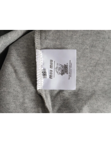 miu miu short-sleeved T-shirt with small logo patch TSK1,All order with free shipping Miu Miu