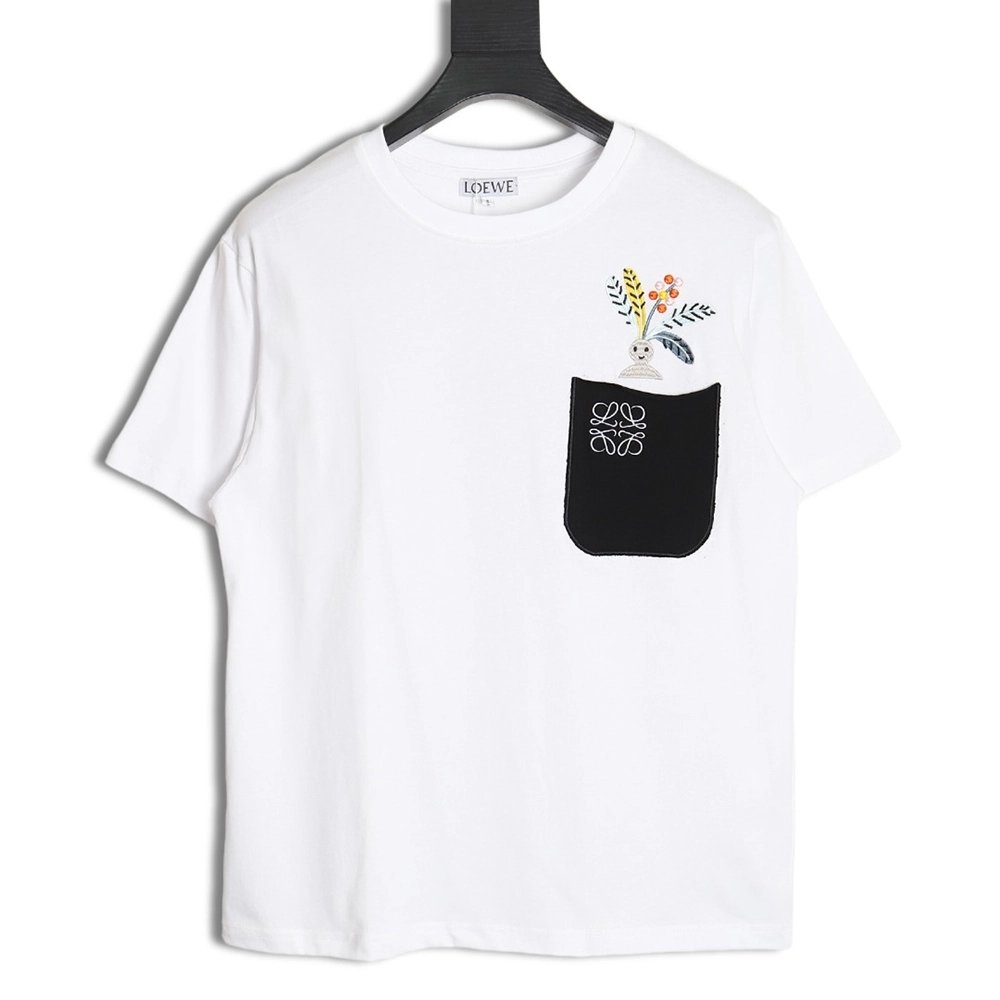 Loewe SunaFujita 24ss Mandrake embroidered pocket short-sleeved T-shirt,All order with free shipping Loewe