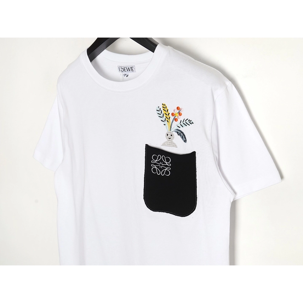 Loewe SunaFujita 24ss Mandrake embroidered pocket short-sleeved T-shirt,All order with free shipping Loewe