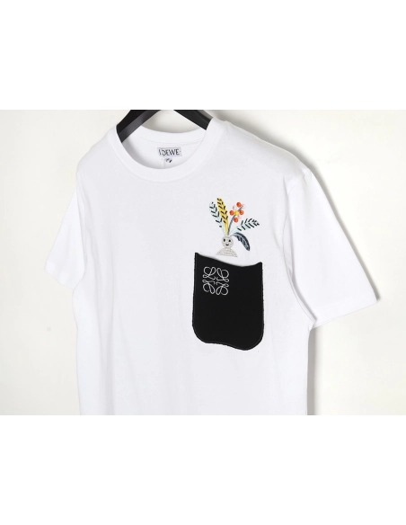 Loewe SunaFujita 24ss Mandrake embroidered pocket short-sleeved T-shirt,All order with free shipping Loewe