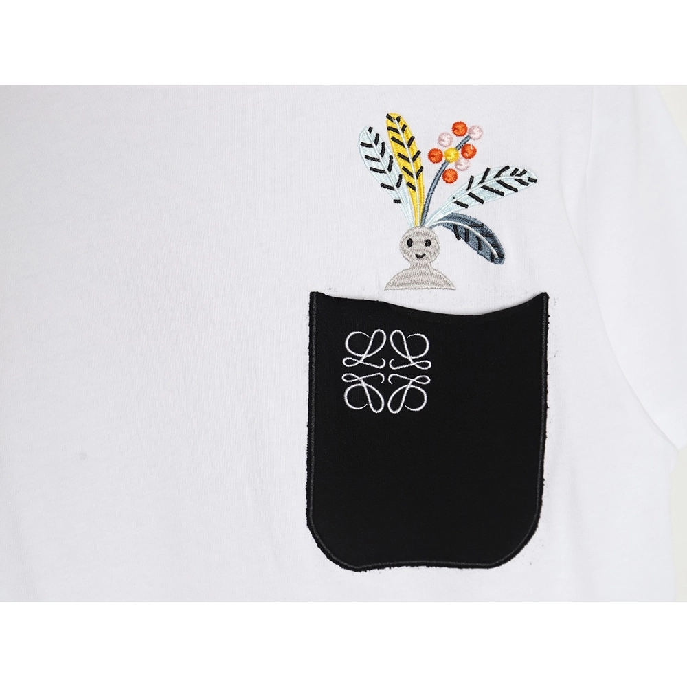 Loewe SunaFujita 24ss Mandrake embroidered pocket short-sleeved T-shirt,All order with free shipping Loewe